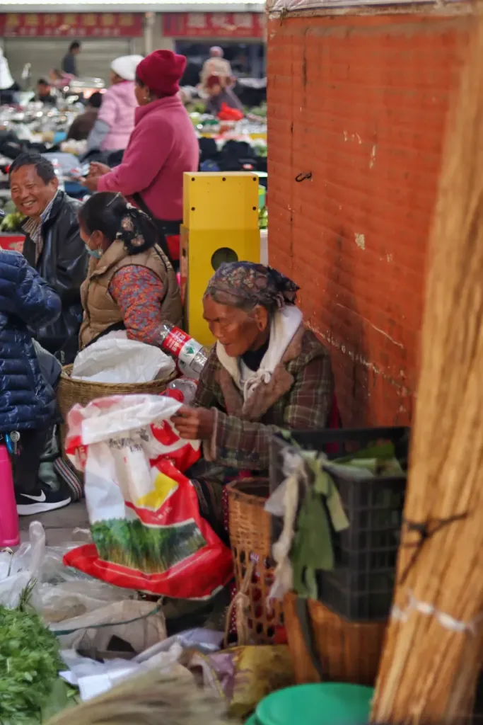 Busy local market in Menglian, a border town near Myanmar in Pu'er