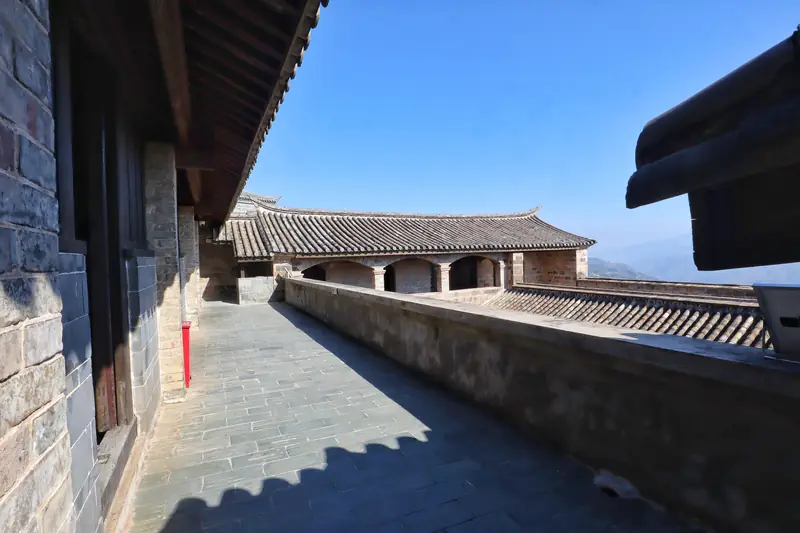 Stone corridor walkway inside the Honghe ancient Tea Horse Road town.