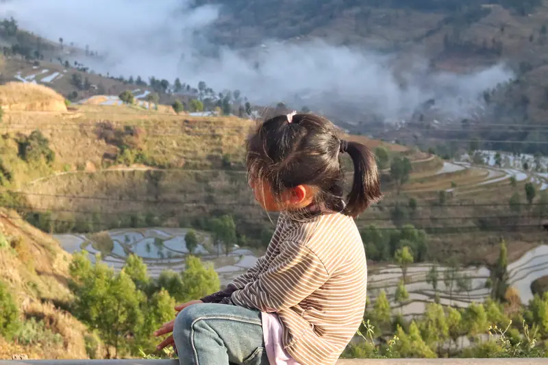 A scenic overlook above the Honghe rice terraces.
